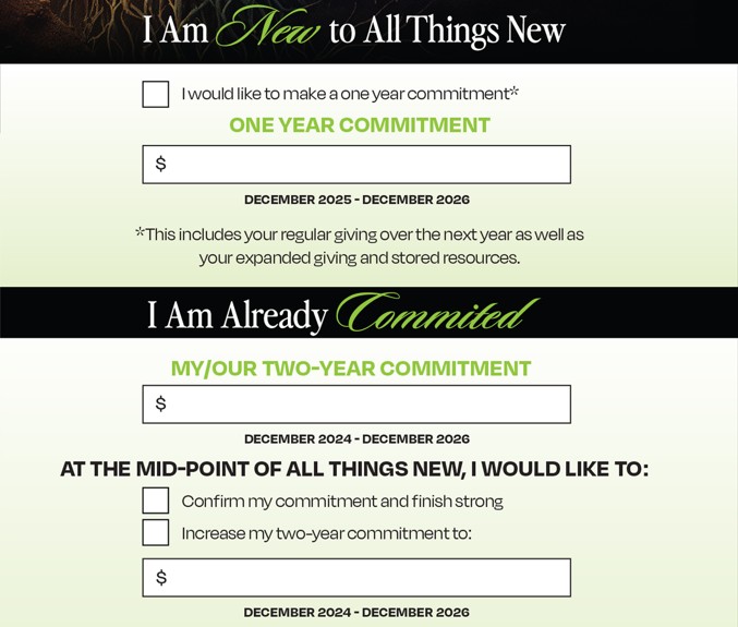 All Things New Commitment Card